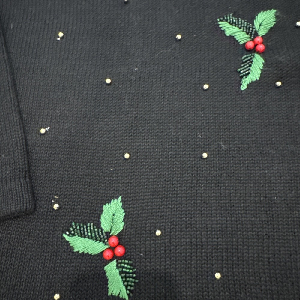 VTG 90Victoria Jones Holly Embroidered Sweater Size Xl Original Shoulder Pads! - Picture 3 of 8